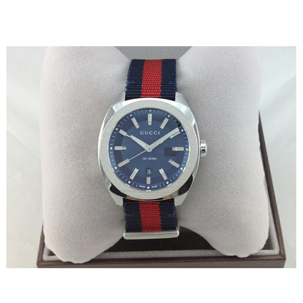 Gucci GG2570 Quartz Blue Dial Blue & Red Nylon Strap Watch For Men - YA142304 Buy Now By Gucci
