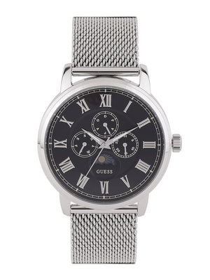Guess Delancey Black Dial Silver Mesh Bracelet Watch for Men - W0871G1 Buy Now By Guess