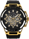 Guess Matrix Multifunction Gold Dial Black Rubber Strap Watch For Men - GW0423G2 Buy Now By Guess
