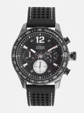 Guess Fleet Chronograph Black Dial Black Rubber Strap Watch for Men - W0971G1 Buy Now By Guess