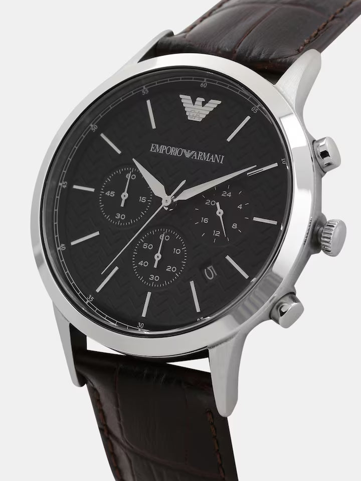 Emporio Armani Renato Chronograph Black Dial Brown Leather Strap Watch For Men - AR2482 Buy Now By Emporio Armani