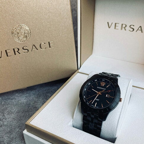 Versace Univers Quartz Black Dial Black Steel Strap Watch for Men - VEBK00618 Buy Now By Versace
