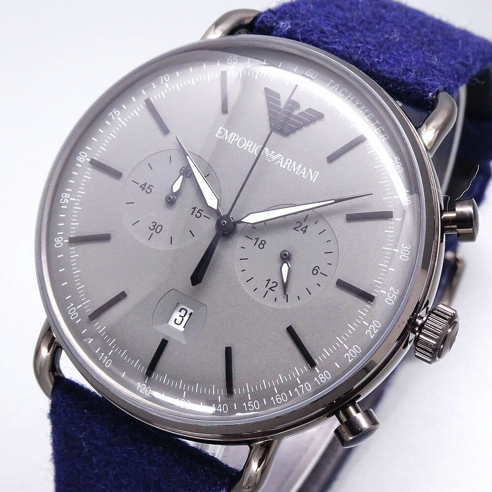 Emporio Armani Aviator Quartz Grey Dial Blue Fabric Strap Watch For Men - AR11144 Buy Now By Emporio Armani