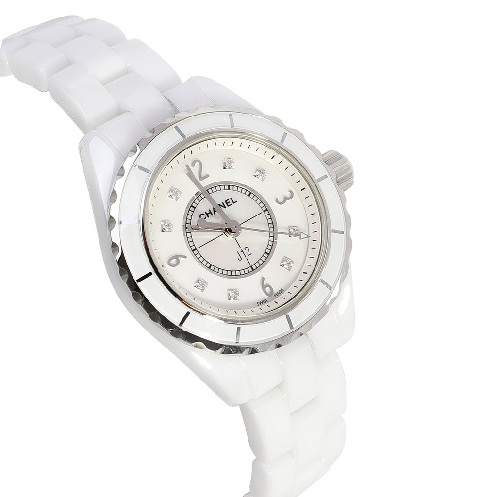 Chanel J12 Diamonds Quartz Mother of Pearl White Dial White Steel Strap Watch for Women - J12 H2570 Buy Now By Chanel