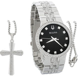 Bulova Crystal Collection Black Dial Silver Steel Strap Watch for Men - 96K102 Buy Now By Bulova