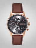 Hugo Boss Navigator Grey Dial Brown Leather Strap Watch for Men - 1513496 Buy Now By Hugo Boss