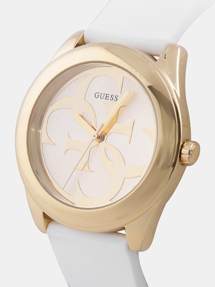 Guess G-Twist Gold Dial White Rubber Strap Watch for Women - W0911L7 Buy Now By Guess