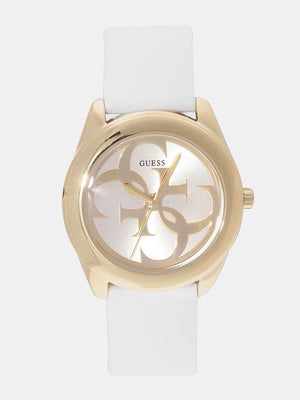 Guess G-Twist Gold Dial White Rubber Strap Watch for Women - W0911L7 Buy Now By Guess