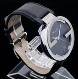 Gucci Interlocking G Iconic Black Dial Black Leather Strap Watch For Men - YA133205 Buy Now By Gucci