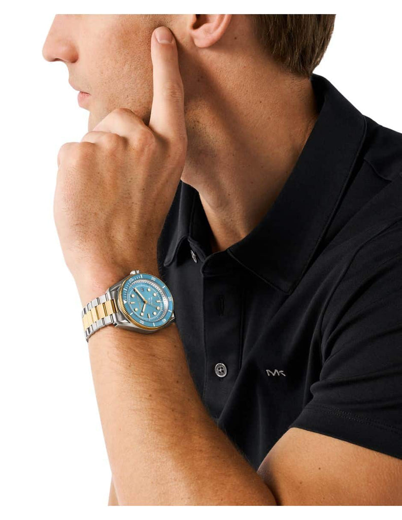 Michael Kors Maritime Three-Hand Blue Dial Two Tone Steel Strap Watch for Men - MK9169 Buy Now By Michael Kors