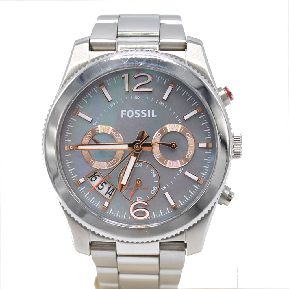Fossil Perfect Boyfriend Mother of Pearl Blue Dial Silver Steel Strap Watch for Women - ES3880 Buy Now By Fossil