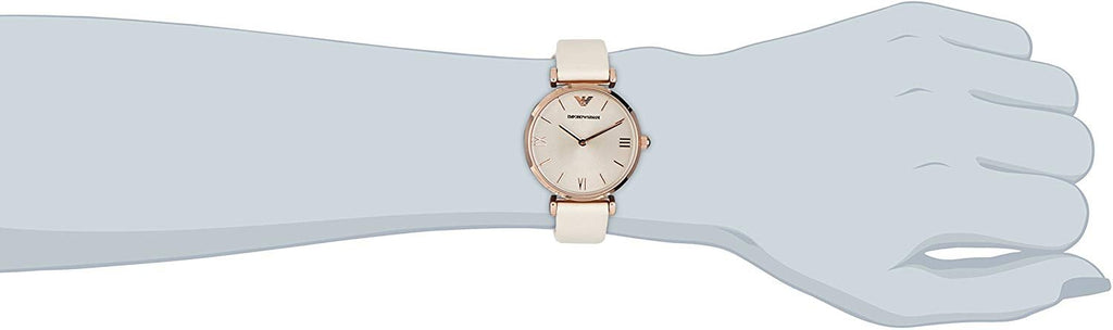Emporio Armani Gianni T Bar Light Brown Dial White Leather Strap Watch For Women - AR1769 Buy Now By Emporio Armani