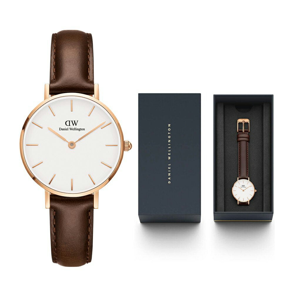 Daniel Wellington Classic Petite Bristol White Dial Brown Leather Strap Watch For Women - DW00100227 Buy Now By Daniel Wellington