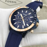Fossil Bannon Multifunction Blue Dial Blue Silicone Strap Watch for Men - BQ2498 Buy Now By Fossil