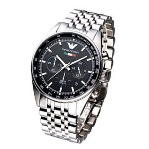 Emporio Armani Team Italia Chronograph Black Dial Silver Steel Strap Watch For Men - AR5983 Buy Now By Emporio Armani
