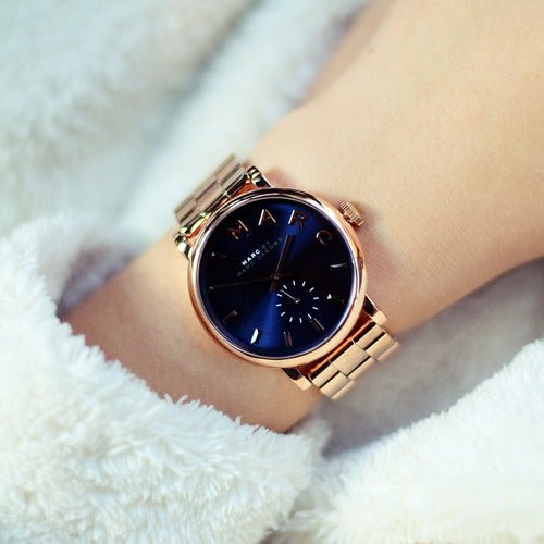Marc Jacobs Baker Blue Dial Rose Gold Steel Strap Watch for Women - MBM3330 Buy Now By Marc Jacobs