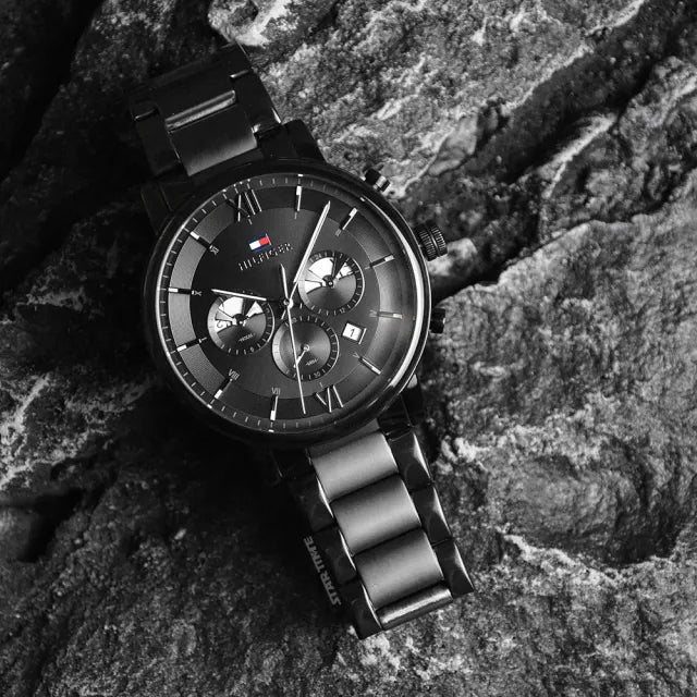Tommy Hilfiger Evan Chronograph Quartz Black Dial Black Steel Strap Watch For Men - 1710410 Buy Now By Tommy Hilfiger