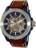Fossil Modern Machine Automatic Skeleton Silver Dial Brown Leather Strap Watch for Men - ME3135 Buy Now By Fossil