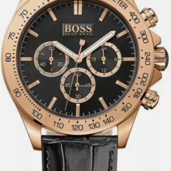 Hugo Boss Ikon Black Dial Black Leather Strap Watch for Men - 1513179 Buy Now By Hugo Boss
