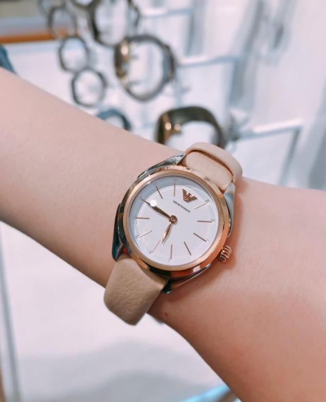 Emporio Armani Valeria Quartz White Dial Beige Leather Strap Watch For Women - AR11031 Buy Now By Emporio Armani