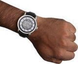 Emporio Armani Luigi Silver Skeleton Dial Black Leather Strap Watch For Men - AR1981 Buy Now By Emporio Armani