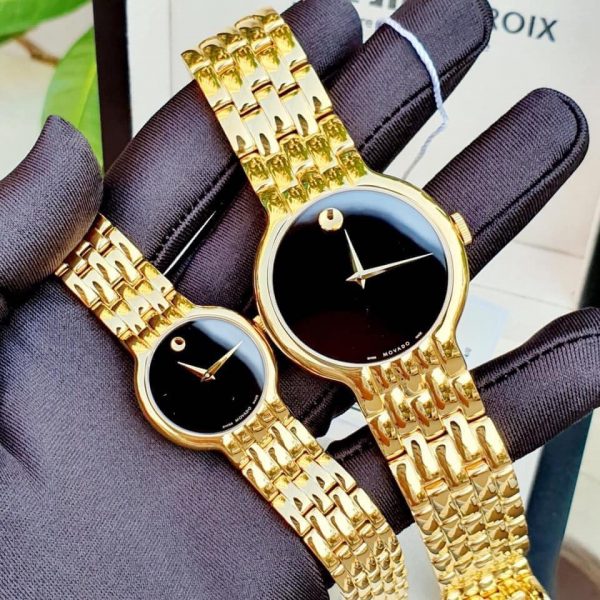 Movado Veturi Quartz Black Dial Gold Steel Strap Watch for Men - 0606934 Buy Now By Movado