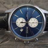 Hugo Boss Time One Blue Dial Black Leather Strap Watch for Men - 1513431 Buy Now By Hugo Boss