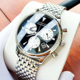 Movado Heritage Calendoplan Chronograph Black Dial Silver Steel Strap Watch for Men - 3650014 Buy Now By Movado