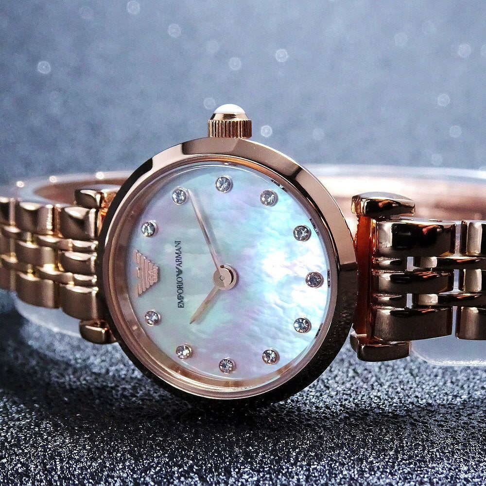 Emporio Armani Gianni T-Bar Mother of Pearl Dial Rose Gold Steel Strap Watch For Women - AR11203 Buy Now By Emporio Armani