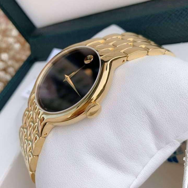 Movado Veturi Quartz Black Dial Gold Steel Strap Watch for Men - 0606934 Buy Now By Movado