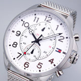Tommy Hilfiger Dean Chronograph White Dial Silver Mesh Bracelet Watch for Men - 1791277 Buy Now By Tommy Hilfiger