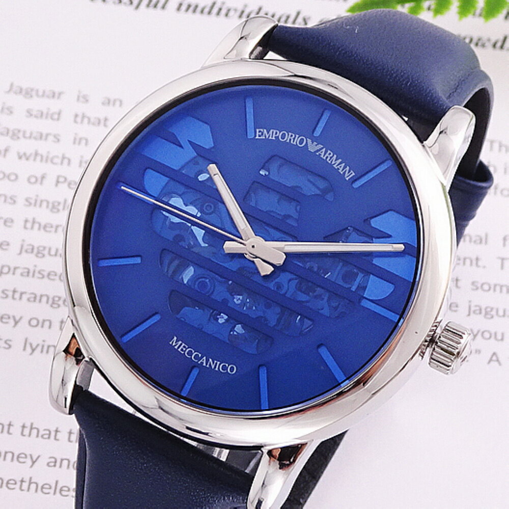 Emporio Armani Luigi Automatic Blue Dial Blue Leather Strap Watch For Men - AR60030 Buy Now By Emporio Armani