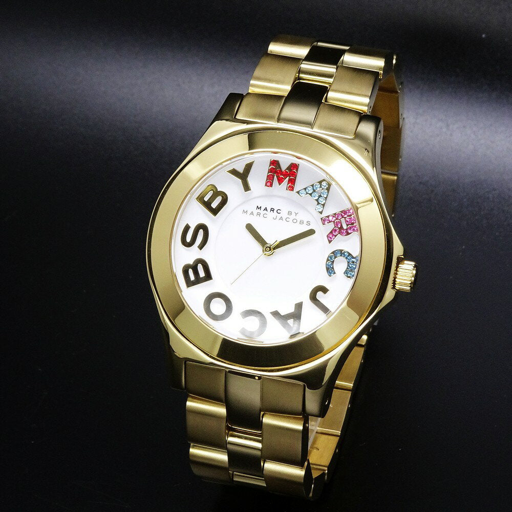Marc Jacobs Rivera White Dial Gold Steel Strap Watch for Women - MBM3137 Buy Now By Marc Jacobs