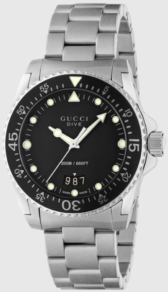 Gucci Dive Quartz Black Dial Silver Steel Strap Watch For Men - YA136301B Buy Now By Gucci