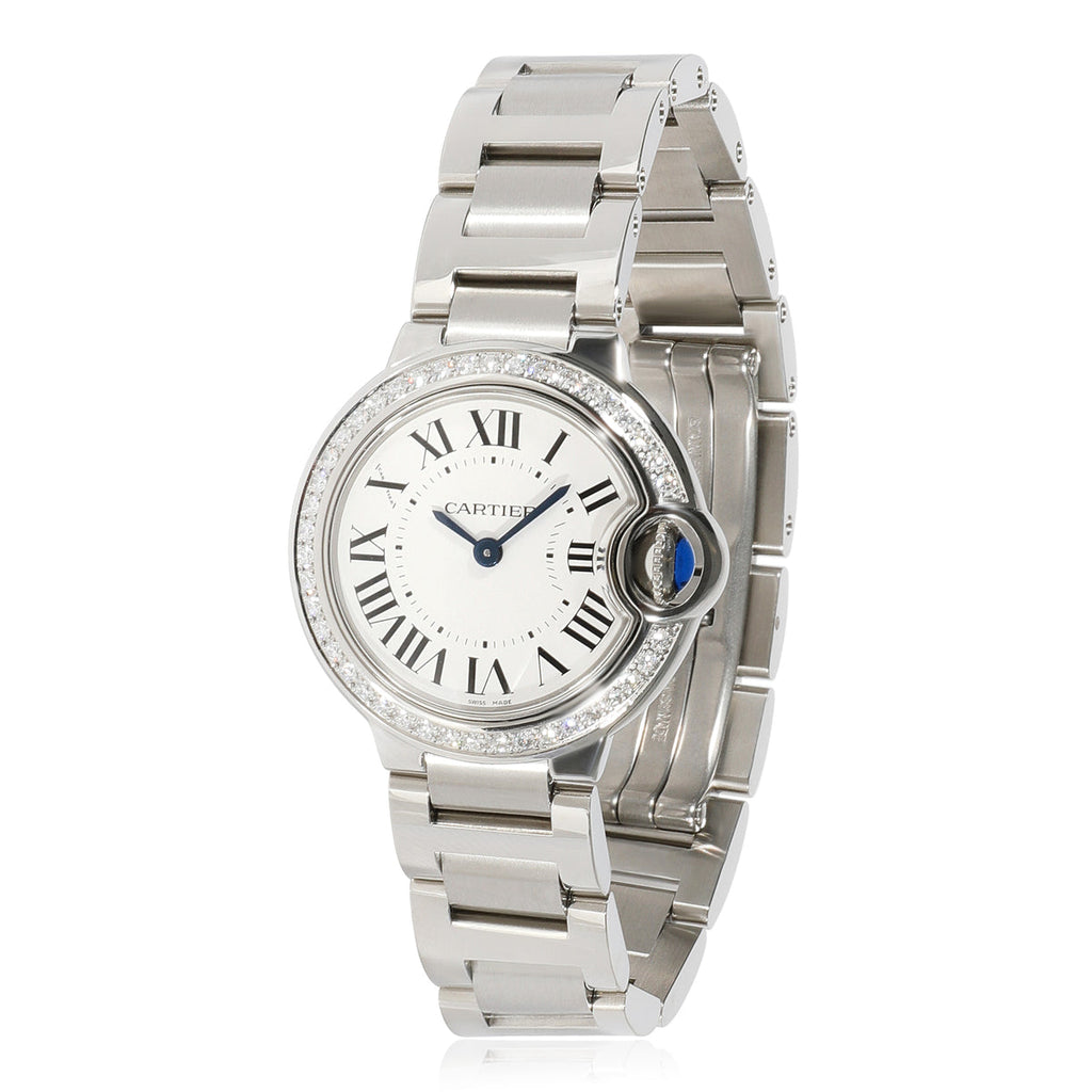 Cartier Ballon Bleu De Cartier Diamonds White Dial Silver Steel Strap Watch for Women - W4BB0015 Buy Now By Cartier