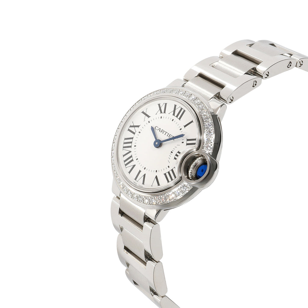 Cartier Ballon Bleu De Cartier Diamonds White Dial Silver Steel Strap Watch for Women - W4BB0015 Buy Now By Cartier