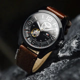 Tommy Hilfiger Bruce Automatic Black Dial Brown Leather Strap Watch for Men - 1791280 Buy Now By Tommy Hilfiger