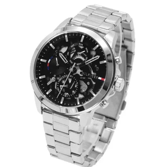 Tommy Hilfiger Henry Chronograph Black Dial Silver Steel Strap Watch For Men - 1710477 Buy Now By Tommy Hilfiger