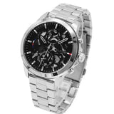 Tommy Hilfiger Henry Chronograph Black Dial Silver Steel Strap Watch For Men - 1710477 Buy Now By Tommy Hilfiger