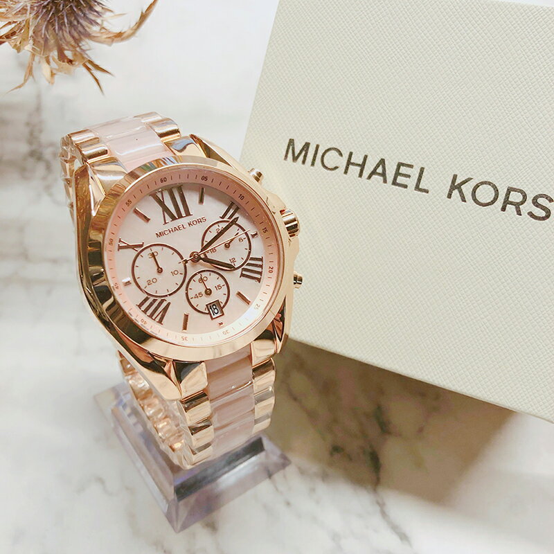 Michael Kors Bradshaw Chronograph Pink Dial Two Tone Steel Strap Watch For Women - MK6830 Buy Now By Michael Kors
