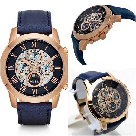 Fossil Grant Automatic Blue Dial Blue Leather Strap Watch for Men - ME3029 Buy Now By Fossil