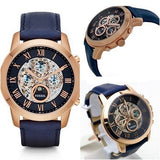 Fossil Grant Automatic Blue Dial Blue Leather Strap Watch for Men - ME3029 Buy Now By Fossil