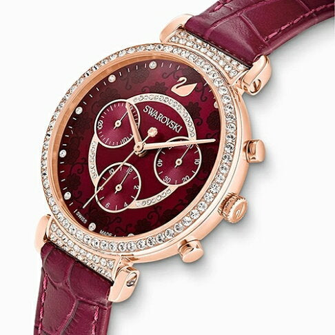 Swarovski Spring Flower Chronograph Red Dial Red Leather Strap Watch for Women - 5598689 Buy Now By Swarovski