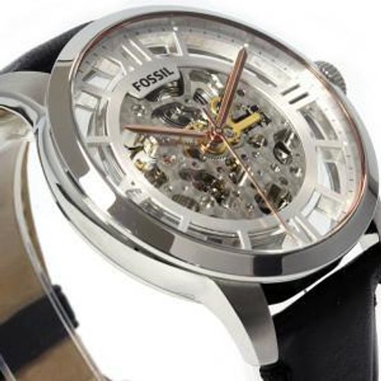 Fossil Townsman Automatic Skeleton Silver Dial Black Leather Strap Watch for Men - ME3041 Buy Now By Fossil