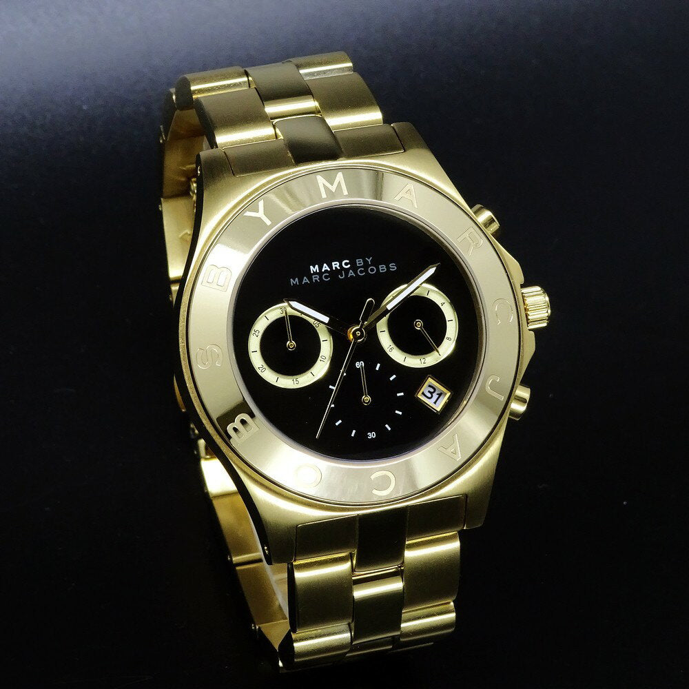 Marc Jacobs Blade Chronograph Black Dial Gold Steel Strap Watch for Women - MBM3309 Buy Now By Marc Jacobs