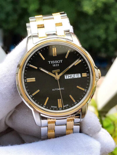 Tissot Automatics III Day Date Black Dial Two Tone Steel Strap Watch For Men - T065.430.22.051.00 Buy Now By Tissot
