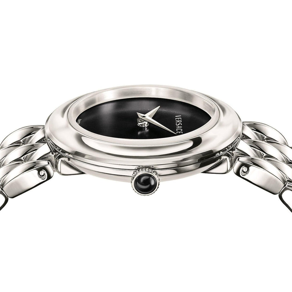 Versace V-Flare Quartz Black Dial Silver Steel Strap Watch for Women - VEBN00618 Buy Now By Versace