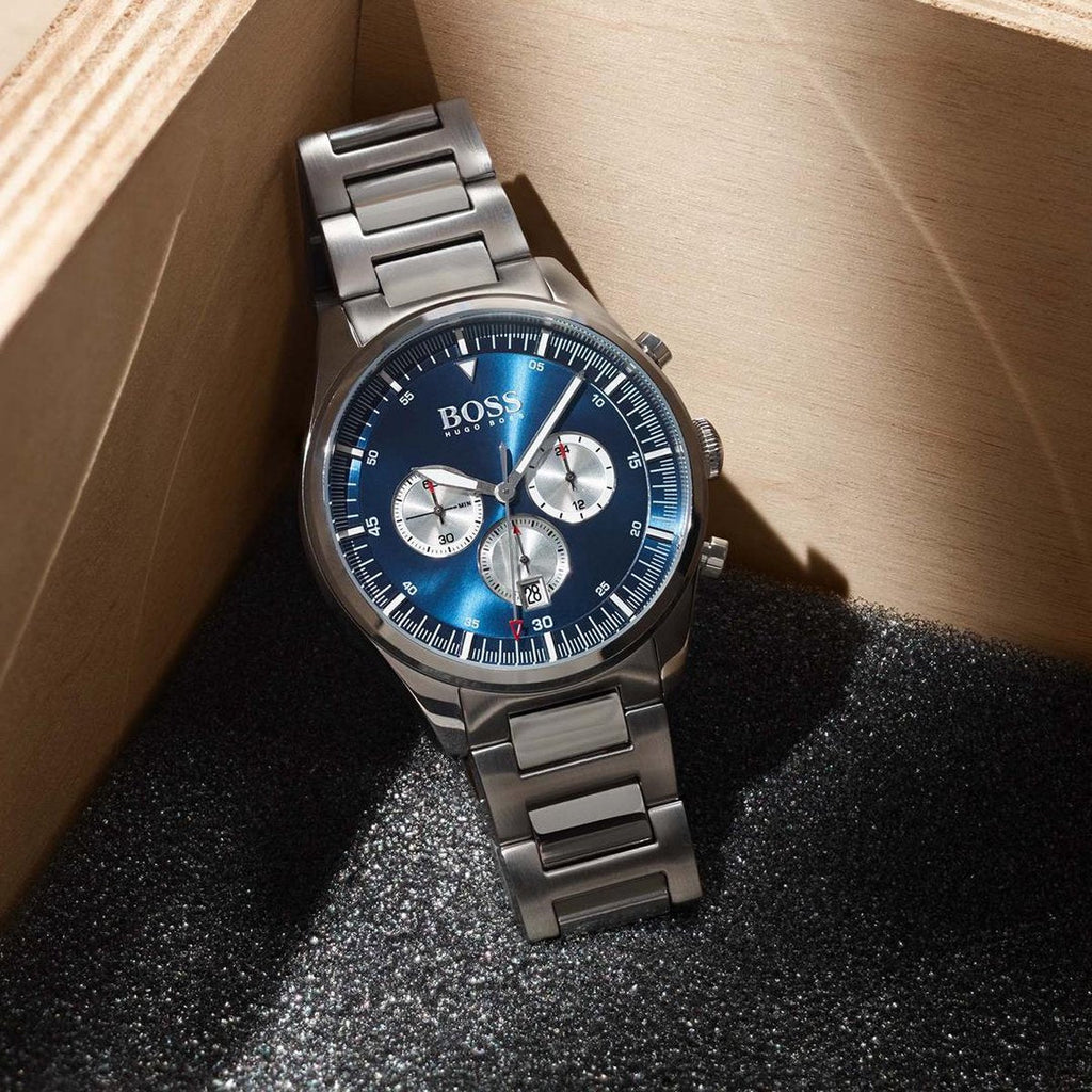 Hugo Boss Pioneer Blue Dial Silver Steel Strap Watch for Men - 1513713 Buy Now By Hugo Boss
