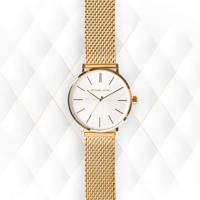 Michael Kors Auden Three Hand White Dial Gold Mesh Strap Watch for Women - MK7150 Buy Now By Michael Kors