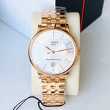 Tissot T Classic Carson Premium Automatic White Dial Rose Gold Steel Strap Watch for Men - T122.407.33.031.00 Buy Now By Tissot